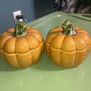 Pier 1 Imports Hand-Painted Stoneware- Pumpkin Shaped Soup Bowl with Lid